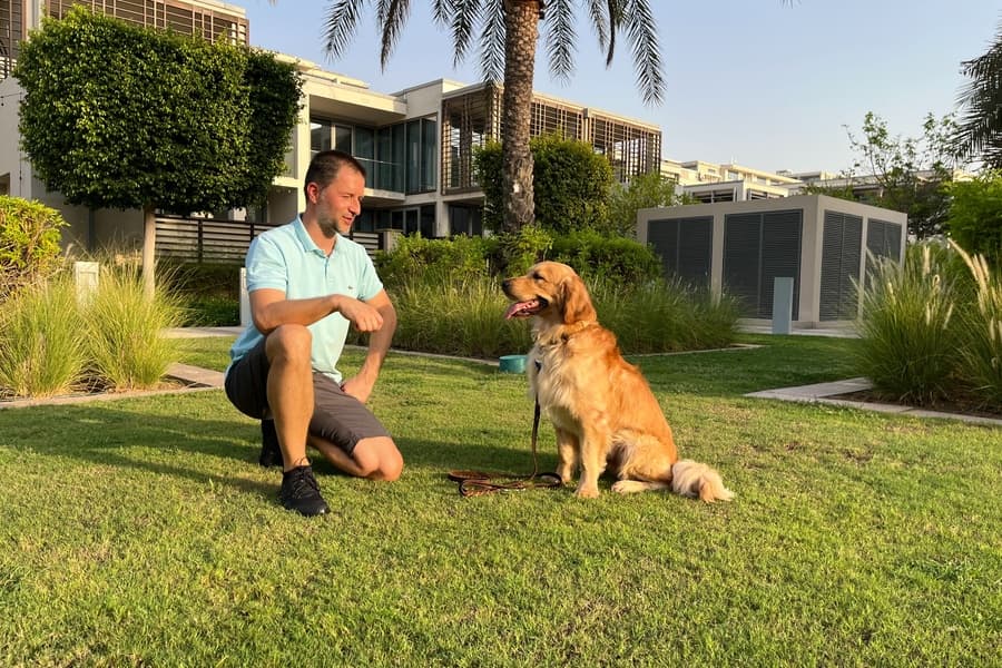 Dog trainer with dog